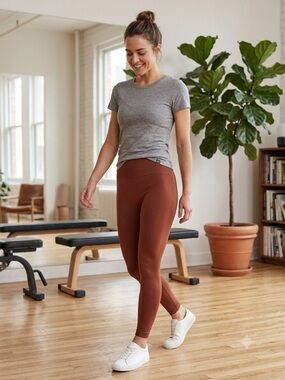 KNIX Good To Go Seamless High Rise Leggings Terracotta Brown Rust Size L